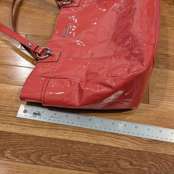 Coach Coral Patent Leather Tote Bag - Picture 13 of 14